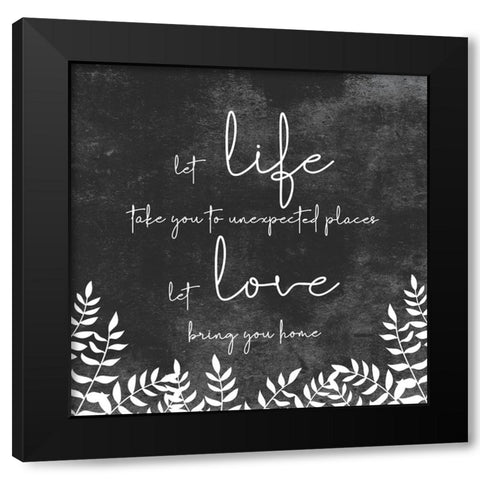 Let Love Black Modern Wood Framed Art Print with Double Matting by JJ Design