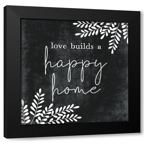 A Happy Home Black Modern Wood Framed Art Print by JJ Design