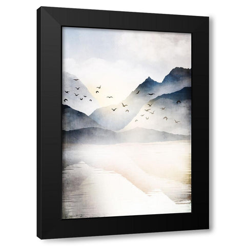 Misty Landscape II Black Modern Wood Framed Art Print with Double Matting by JJ Design