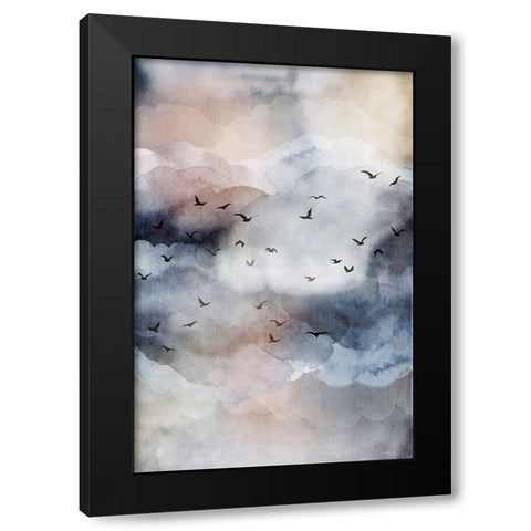 Misty Landscape III Black Modern Wood Framed Art Print with Double Matting by JJ Design