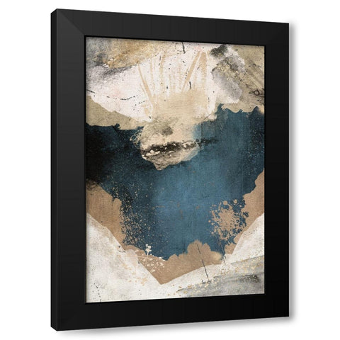Navy Shards Black Modern Wood Framed Art Print with Double Matting by JJ Design