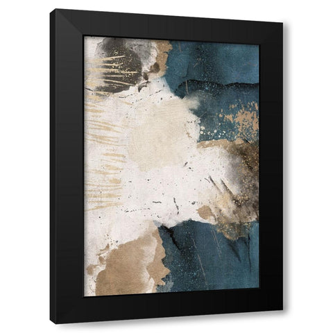 Navy Shards II Black Modern Wood Framed Art Print with Double Matting by JJ Design