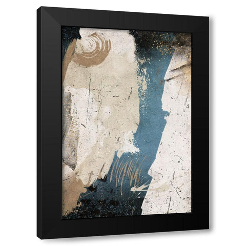 Navy Shards III Black Modern Wood Framed Art Print with Double Matting by JJ Design