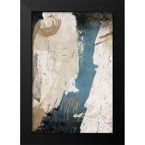 Navy Shards III Black Modern Wood Framed Art Print by JJ Design