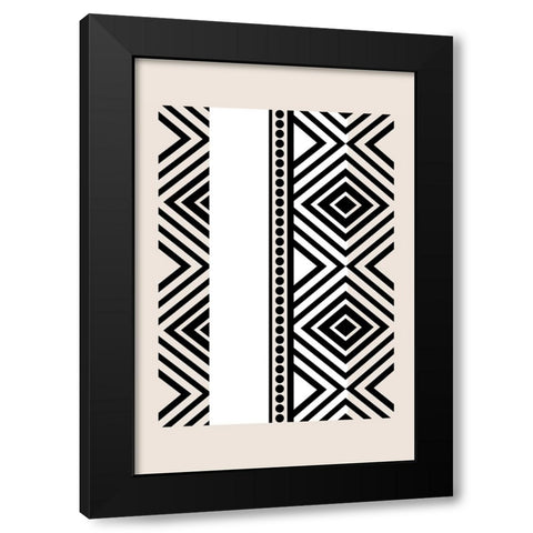 Mud Cloth II Black Modern Wood Framed Art Print with Double Matting by JJ Design