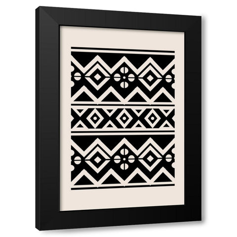 Mud Cloth III Black Modern Wood Framed Art Print with Double Matting by JJ Design