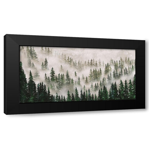 Misty Forest Black Modern Wood Framed Art Print with Double Matting by JJ Design