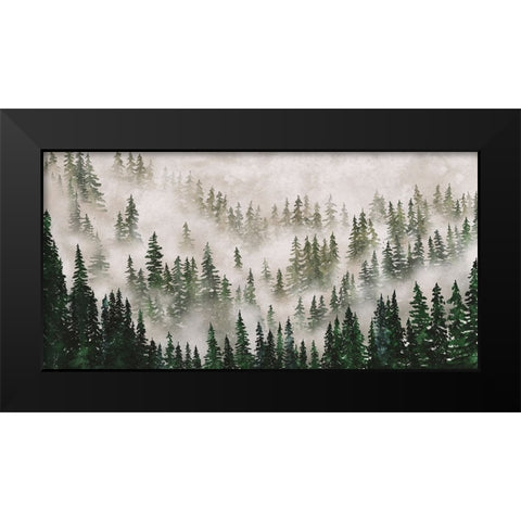 Misty Forest Black Modern Wood Framed Art Print by JJ Design