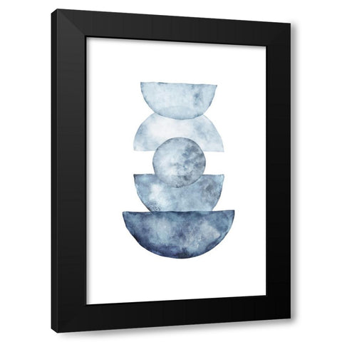 Blue Shapes Black Modern Wood Framed Art Print with Double Matting by JJ Design