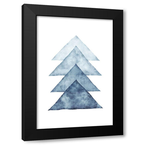 Blue Shapes II Black Modern Wood Framed Art Print by JJ Design