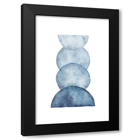 Blue Shapes III Black Modern Wood Framed Art Print with Double Matting by JJ Design