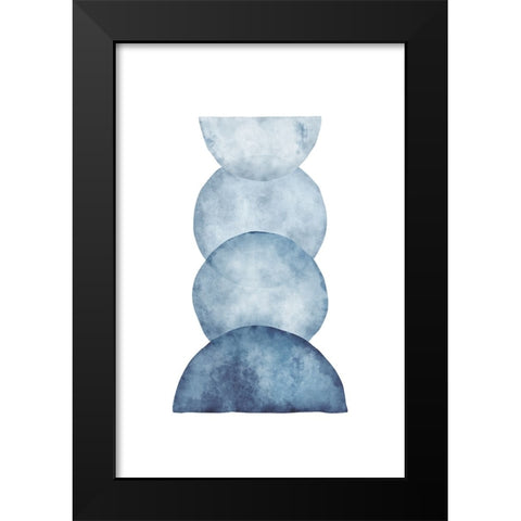Blue Shapes III Black Modern Wood Framed Art Print by JJ Design