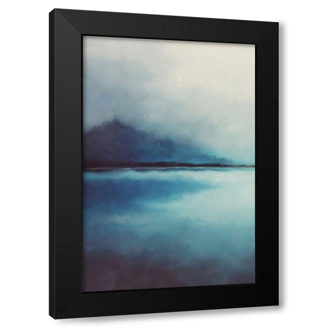 Misty Blue Landscape Black Modern Wood Framed Art Print with Double Matting by JJ Design