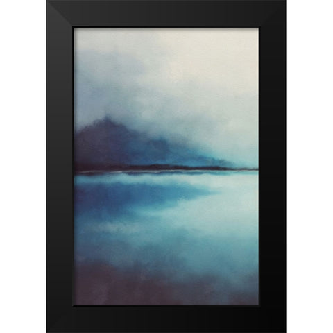 Misty Blue Landscape Black Modern Wood Framed Art Print by JJ Design