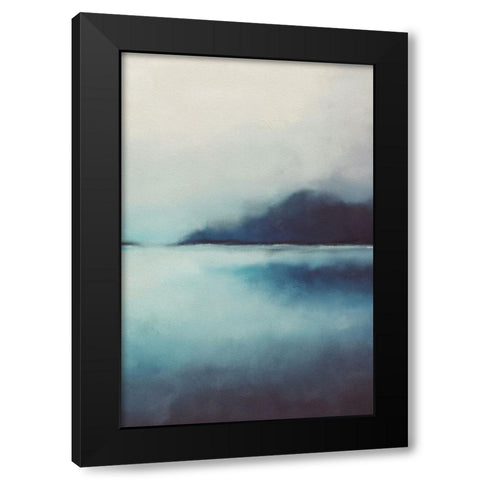Misty Blue Landscape II Black Modern Wood Framed Art Print by JJ Design