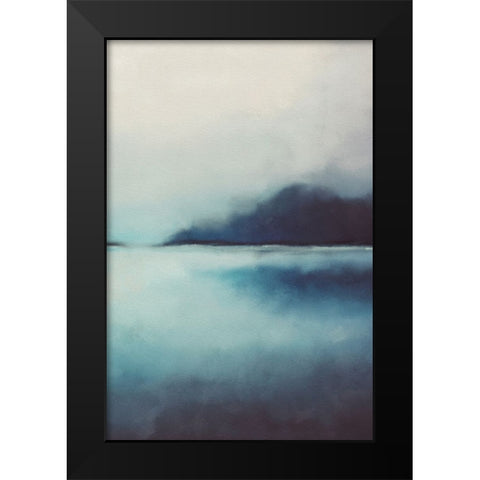 Misty Blue Landscape II Black Modern Wood Framed Art Print by JJ Design