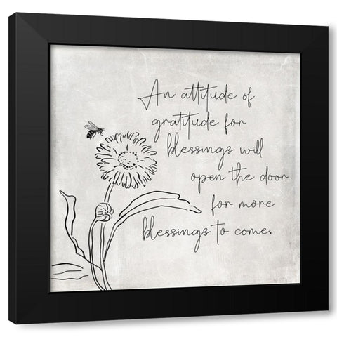 Attitude of Gratitude Black Modern Wood Framed Art Print by JJ Design