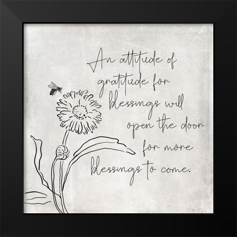 Attitude of Gratitude Black Modern Wood Framed Art Print by JJ Design