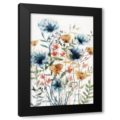 Wildflowers I Black Modern Wood Framed Art Print by JJ Design