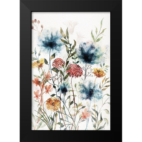 Wildflowers II Black Modern Wood Framed Art Print by JJ Design