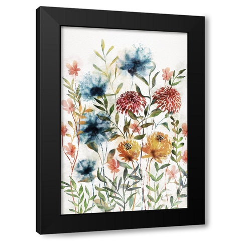 Wildflowers II Black Modern Wood Framed Art Print by JJ Design