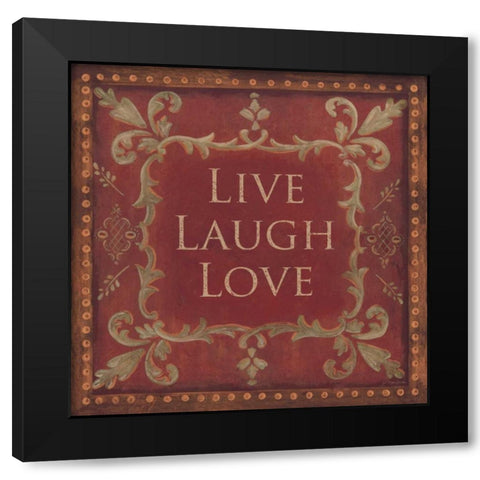 Live Laugh Love Black Modern Wood Framed Art Print by Moulton, Jo