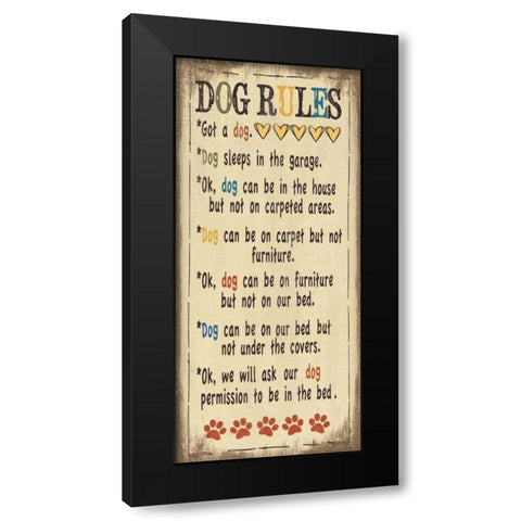 Dog Rules Black Modern Wood Framed Art Print with Double Matting by Moulton, Jo