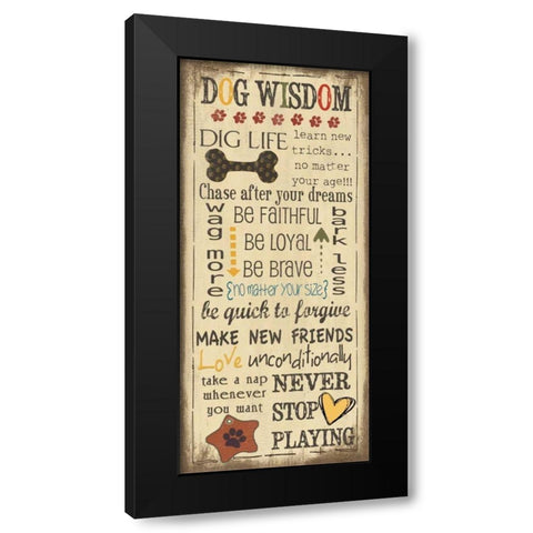 Dog Wisdom Black Modern Wood Framed Art Print by Moulton, Jo