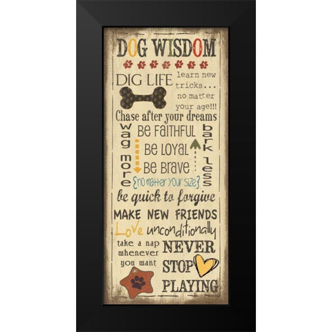 Dog Wisdom Black Modern Wood Framed Art Print by Moulton, Jo