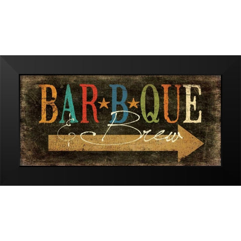 BBQ and Brew Black Modern Wood Framed Art Print by Moulton, Jo