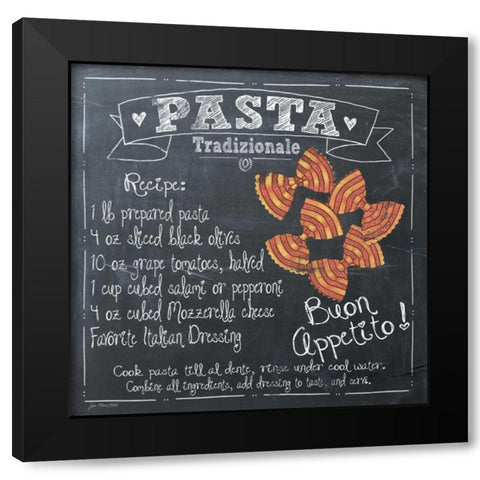 Pasta Recipe Black Modern Wood Framed Art Print by Moulton, Jo