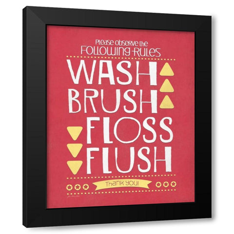 Wash Brush Floss Flush Black Modern Wood Framed Art Print by Moulton, Jo