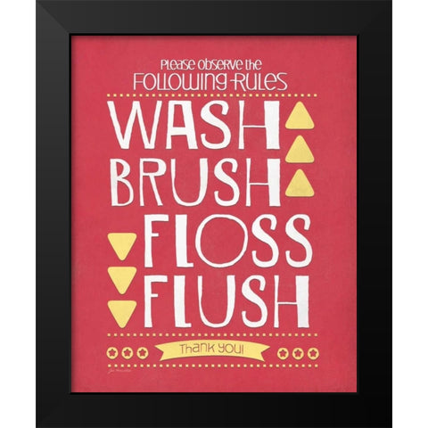 Wash Brush Floss Flush Black Modern Wood Framed Art Print by Moulton, Jo