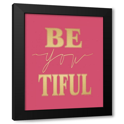 Faux Gold Dream Big Black Modern Wood Framed Art Print by Moulton, Jo