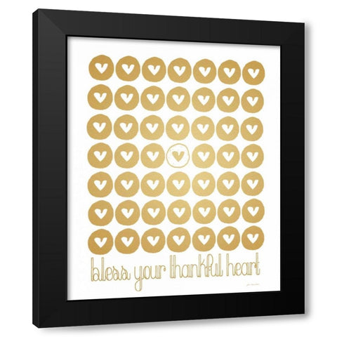 Faux Gold Bless Your Thankful Heart Black Modern Wood Framed Art Print by Moulton, Jo