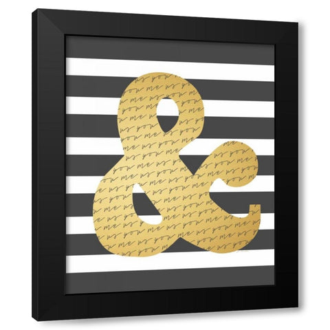 Faux Gold Ampersand Black Modern Wood Framed Art Print by Moulton, Jo