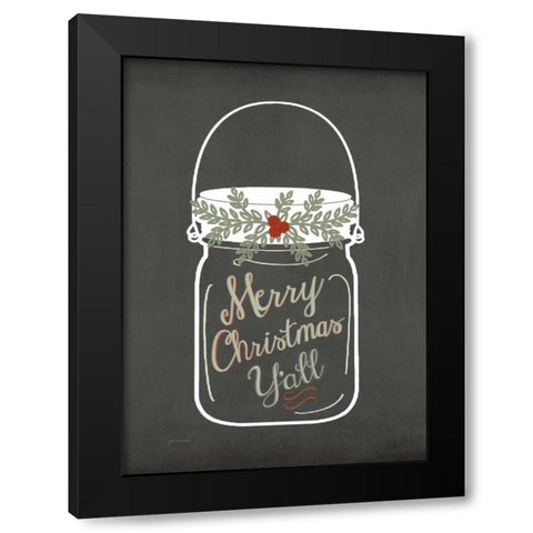Merry Christmas Yall Black Modern Wood Framed Art Print by Moulton, Jo