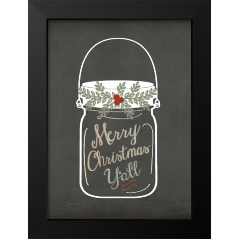 Merry Christmas Yall Black Modern Wood Framed Art Print by Moulton, Jo