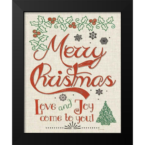 Love and Joy Linen Black Modern Wood Framed Art Print by Moulton, Jo