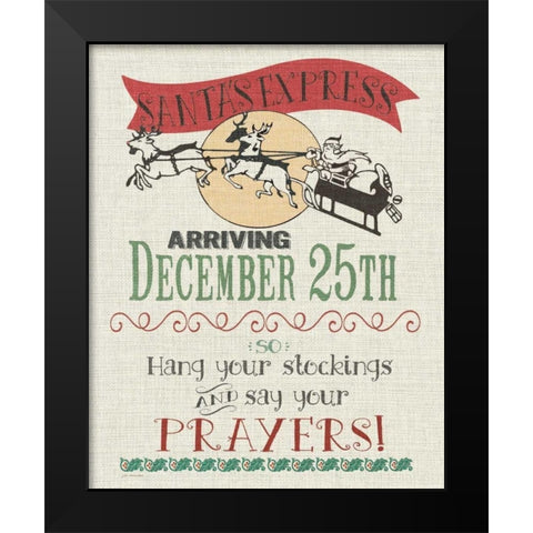 Santa Express Black Modern Wood Framed Art Print by Moulton, Jo