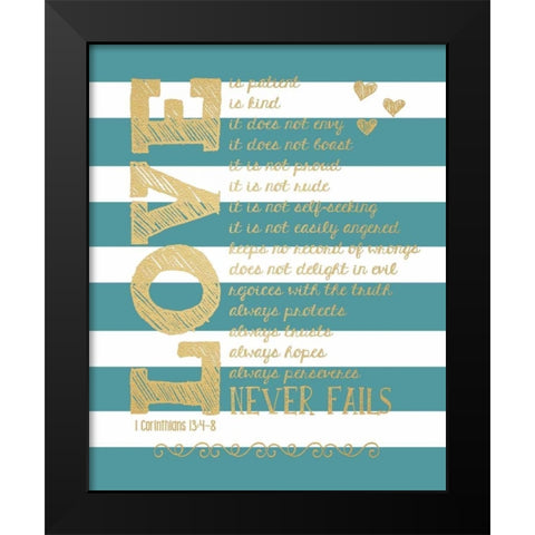 Love Never Fails Black Modern Wood Framed Art Print by Moulton, Jo