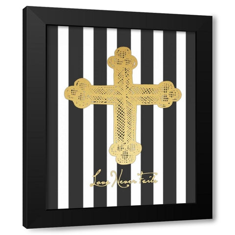 Gold Cross Black Modern Wood Framed Art Print with Double Matting by Moulton, Jo
