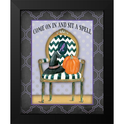 Sit a Spell Black Modern Wood Framed Art Print by Moulton, Jo