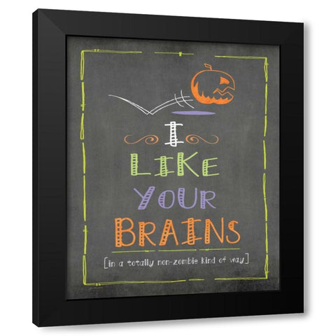 Brains Black Modern Wood Framed Art Print with Double Matting by Moulton, Jo