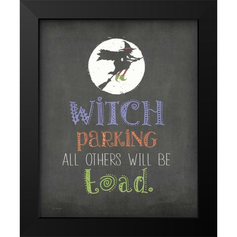 Witch Parking Black Modern Wood Framed Art Print by Moulton, Jo
