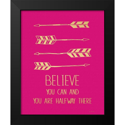 Fuchsia Believe Black Modern Wood Framed Art Print by Moulton, Jo