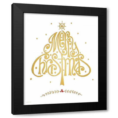 Merry Christmas Black Modern Wood Framed Art Print by Moulton, Jo