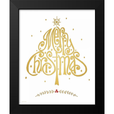 Merry Christmas Black Modern Wood Framed Art Print by Moulton, Jo