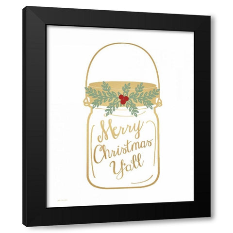 Merry Christmas Yall Black Modern Wood Framed Art Print by Moulton, Jo