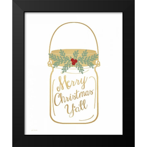 Merry Christmas Yall Black Modern Wood Framed Art Print by Moulton, Jo
